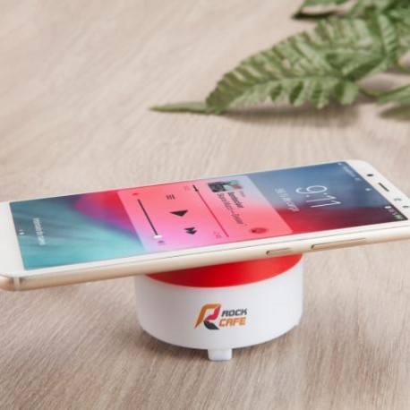 Рекламна Bluetooth колонка с безжична база за зареждане на смартфон